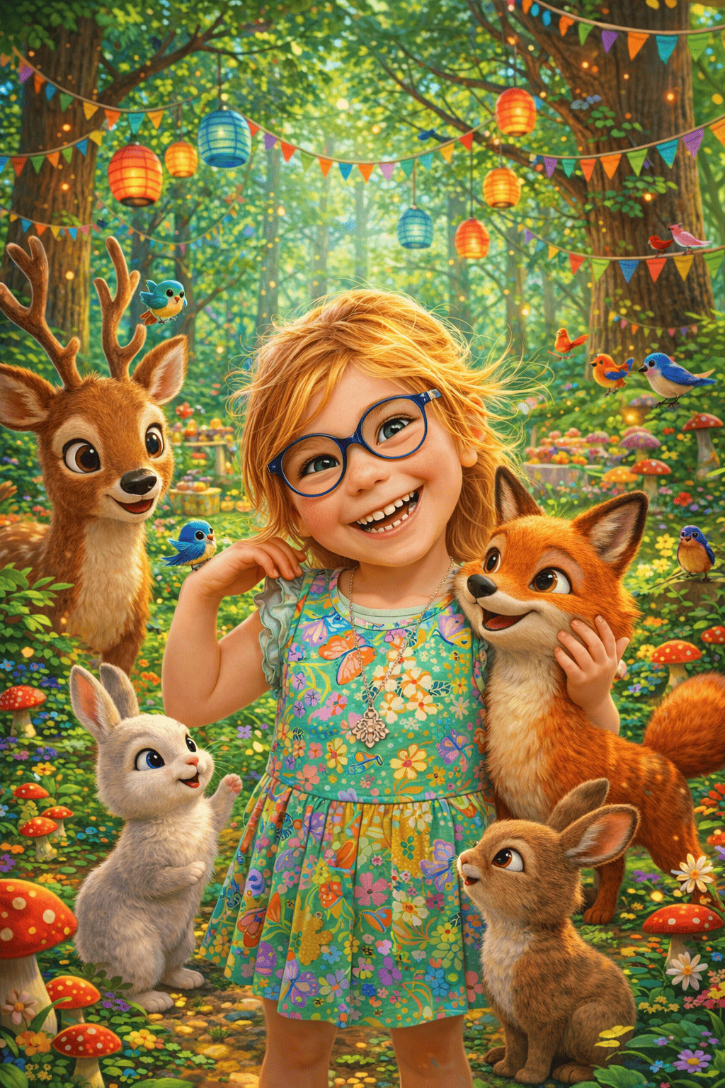 Illustration for Animal party in the big forest