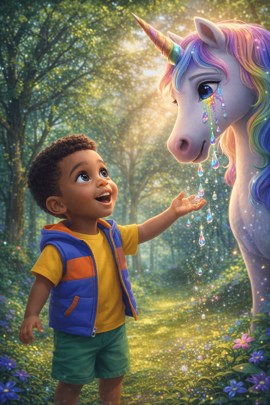 Illustration for The rainbow teardrops of the unicorn