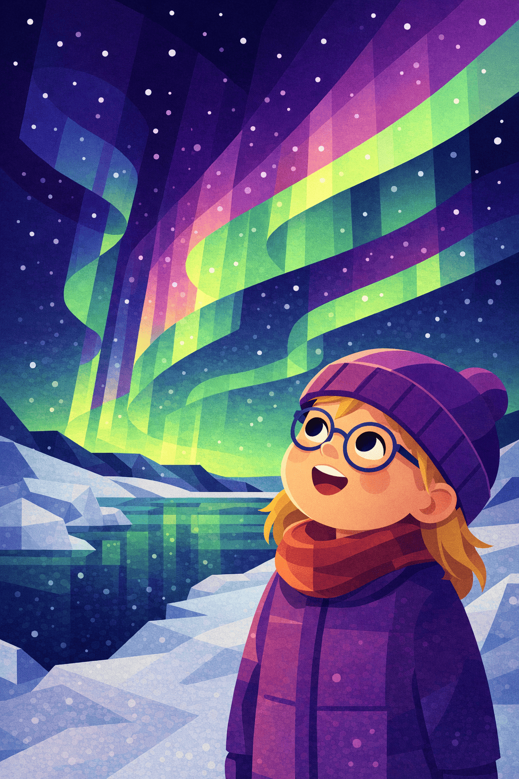 Illustration for Northern lights above the icelandic landscape
